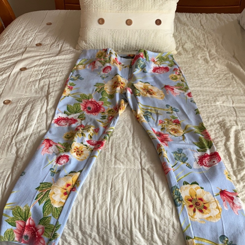 Ladies Pants Baby Blue Floral Pants